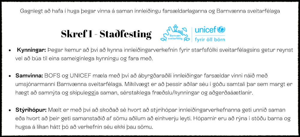 1. skref - Barnavæn og farsældarlögin