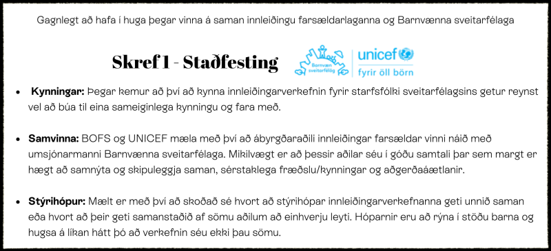 1. skref - Barnavæn og farsældarlögin