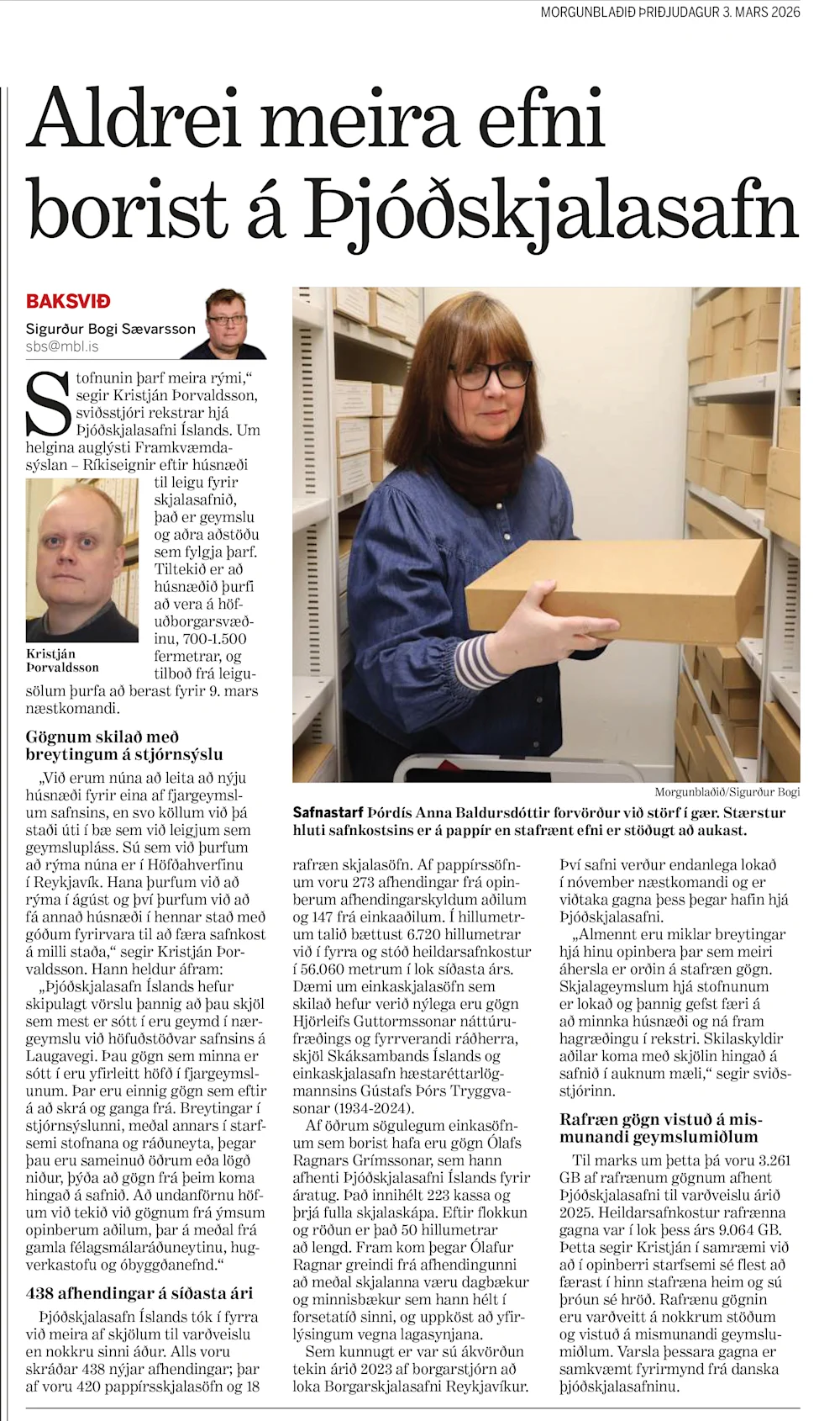 Aldrei meira efni borist á Þjóðskjalasafn mbl-2026-03-03