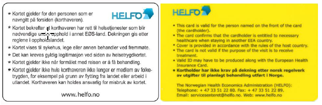 Norska HELFO kortið
