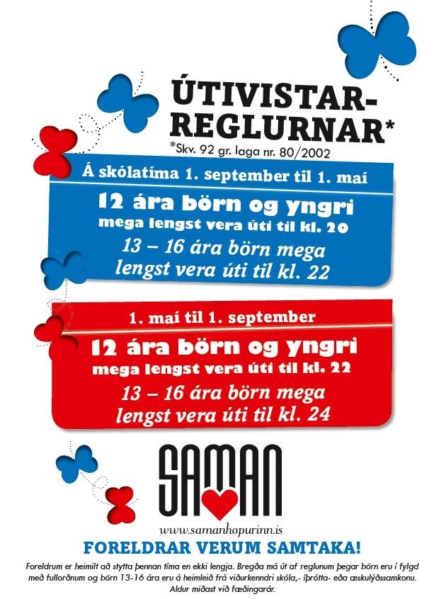 Breyttur útivistartími 1. maí | Ísland.is
