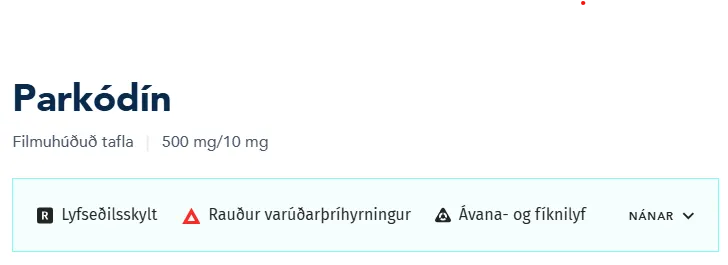 Skráning Parkódín í Sérlyfjaskrá