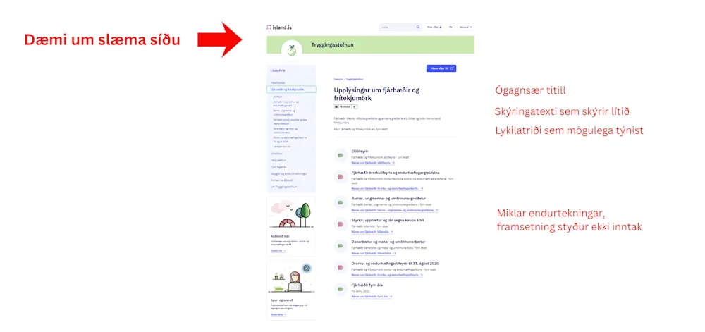 Fyrirmyndir: Slæm lendingarsíða