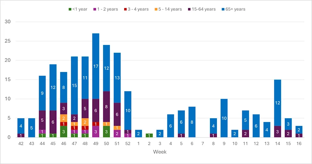 Fig. 2. Innlagnir inflúensa. Vika 16