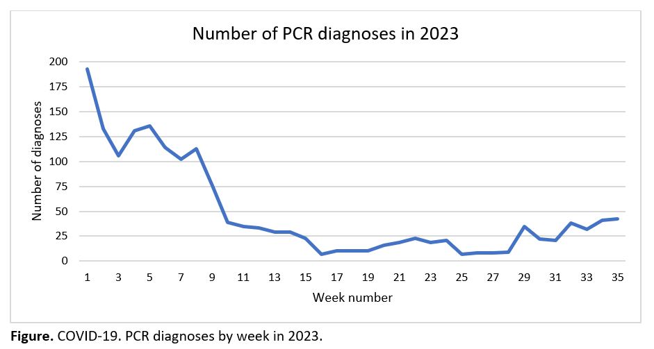Figure. Covid. Number of PCR diagnoses in 2023
