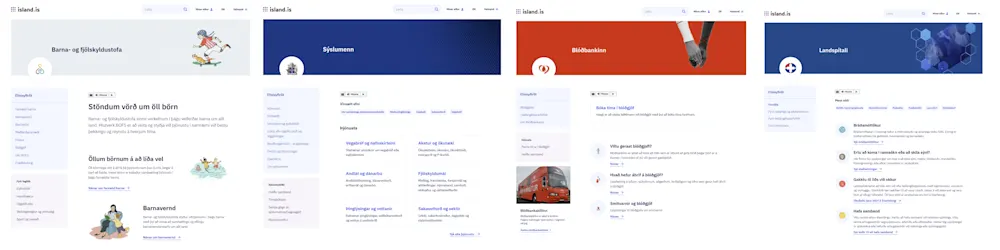 Screenshot of frontpages from Ísland.is