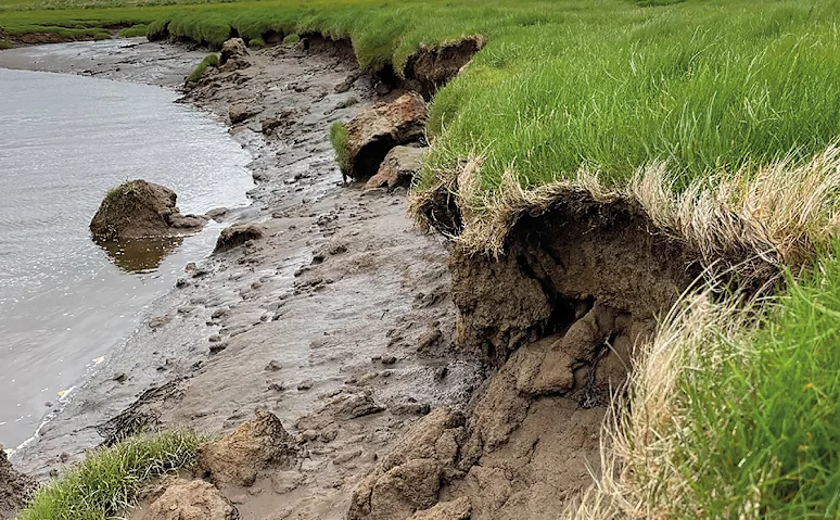 Eroding lakeside. Photo: Sigurjón Einarsson