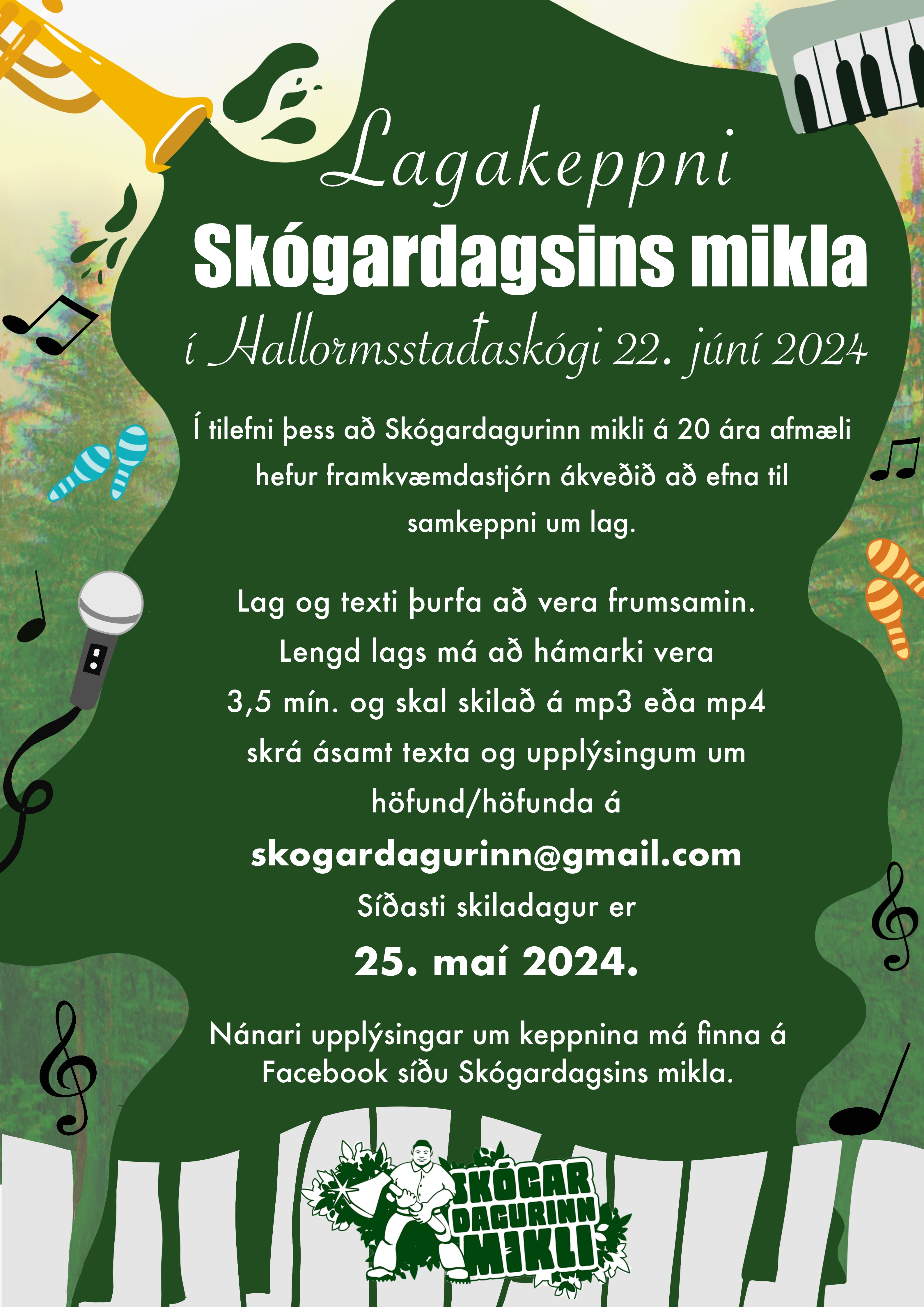 Poster for the Skógardagurinn mikli song competition 