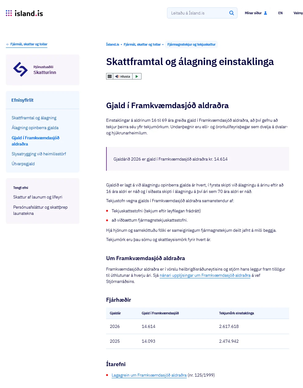 Dæmi um uppsetningu í lagkökusniði