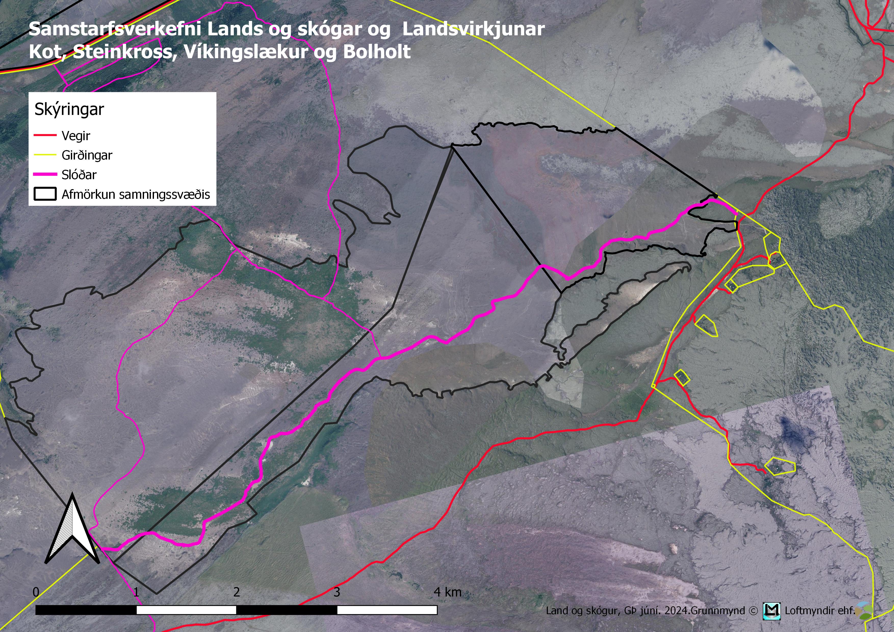 Map of the project area: Land and Forest Iceland courtesy of Loftmyndir ehf.
