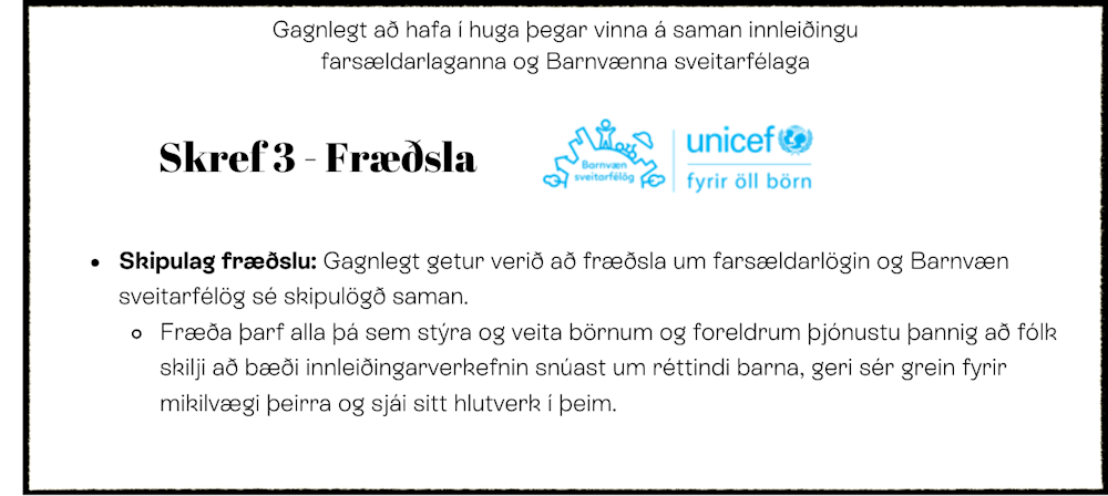 3. skref - Barnvæn og farsældarlögin