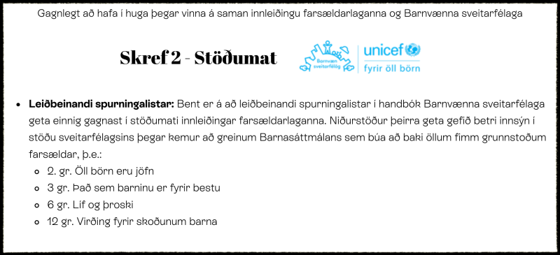 2. skref - Barnvæn og farsældarlögin