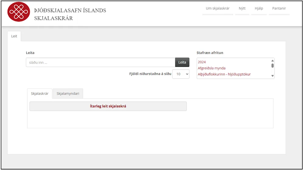 Older Online Archives of the National Archives of Iceland