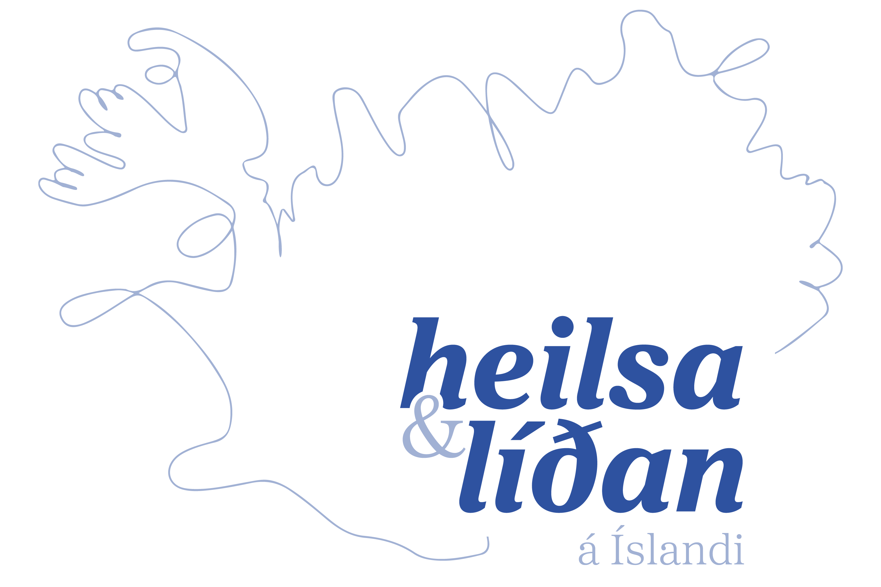 Heilsa og líðan logo -  Ísland á hvítum bakgrunni