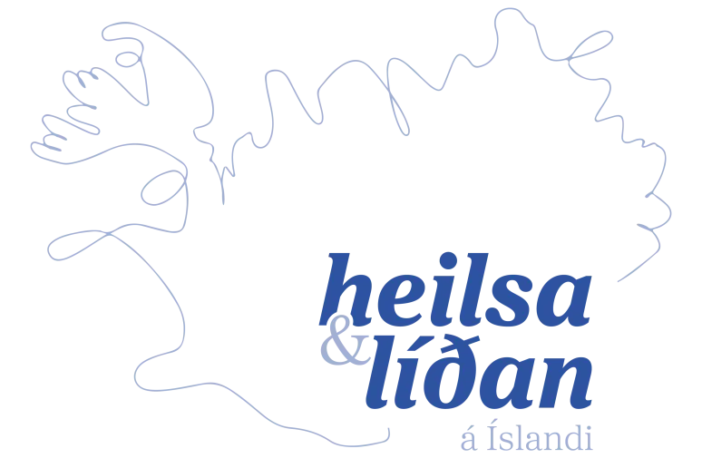 Heilsa og líðan logo -  Ísland á hvítum bakgrunni