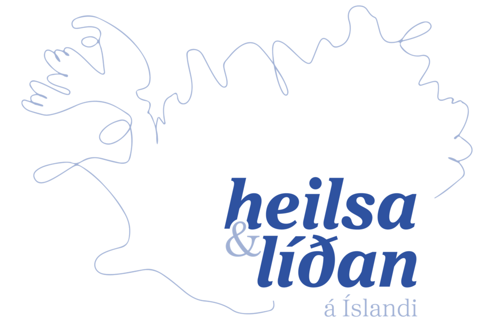 Heilsa og líðan logo -  Ísland á hvítum bakgrunni