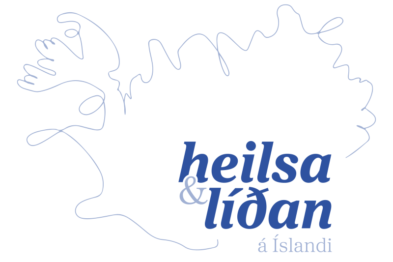 Heilsa og líðan logo -  Ísland á hvítum bakgrunni