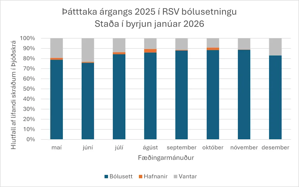 Mynd 5. Þátttaka í RSV bólusetningunum vika 1