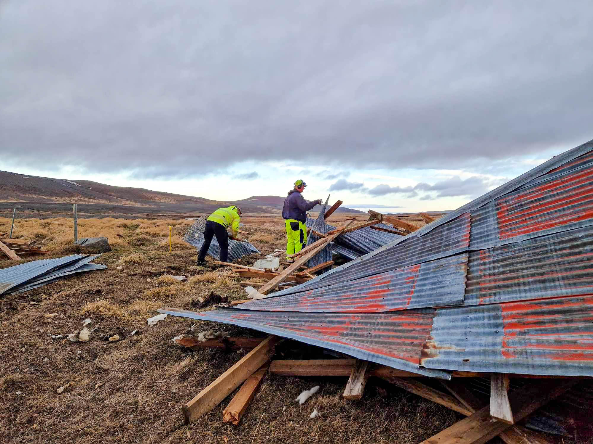 Shed blown over in Víðidalur-3