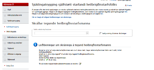 Sjúklingatrygging sjálfstætt starfandi heilbrigðisstarfsfólks - Vefsíða