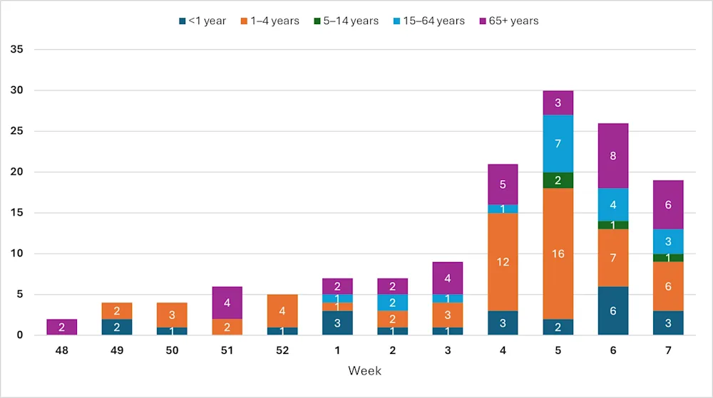 Fig. 3. Fjöldi með RSV. Vika 7