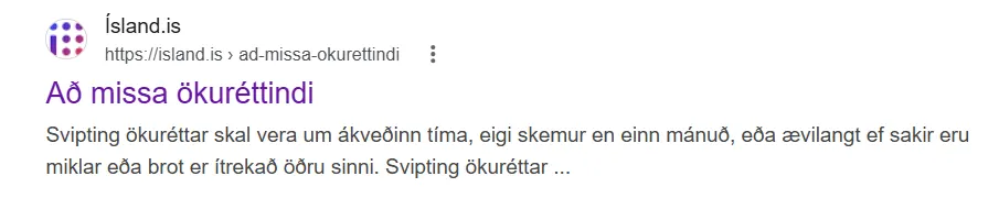 Skjáskot úr leitarvél