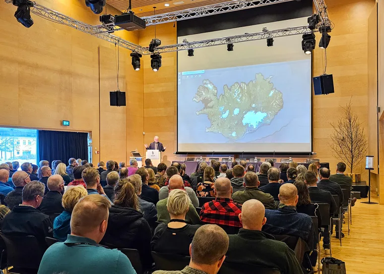 Ágúst Sigurðsson, director of Land and Forest Iceland, gives a talk at the forestry conference in Hof. Photo: Pétur Halldórsson.