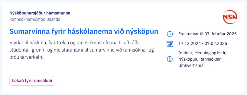 Skjáskot af Styrkjatorgi