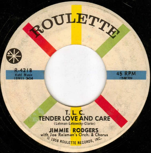 Cover Image for Jimmie Rodgers w/ Joe Reisman's Orch. & Chorus - "T.L.C. (Tender Love and Care)" (Roulette 1959)