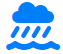 Icon of a cloud with rain and waves, representing natural disasters.