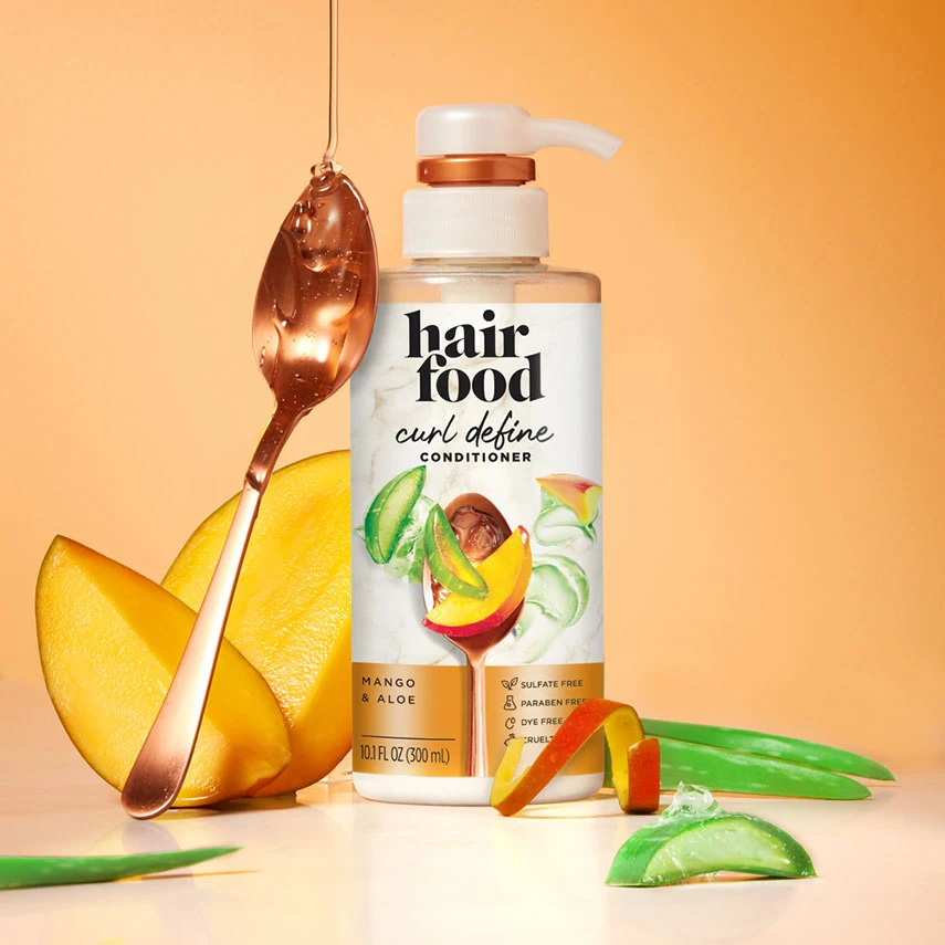 Hair Food Mango & Aloe Curl Definition Conditioner bottle with mango and aloe ingredients	