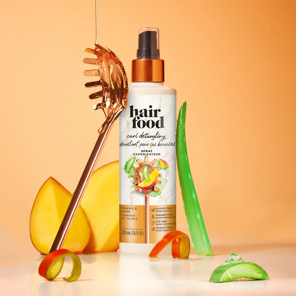 Hair Food Mango & Aloe Curl Detangling Spray bottle with Mango and Aloe Ingredients