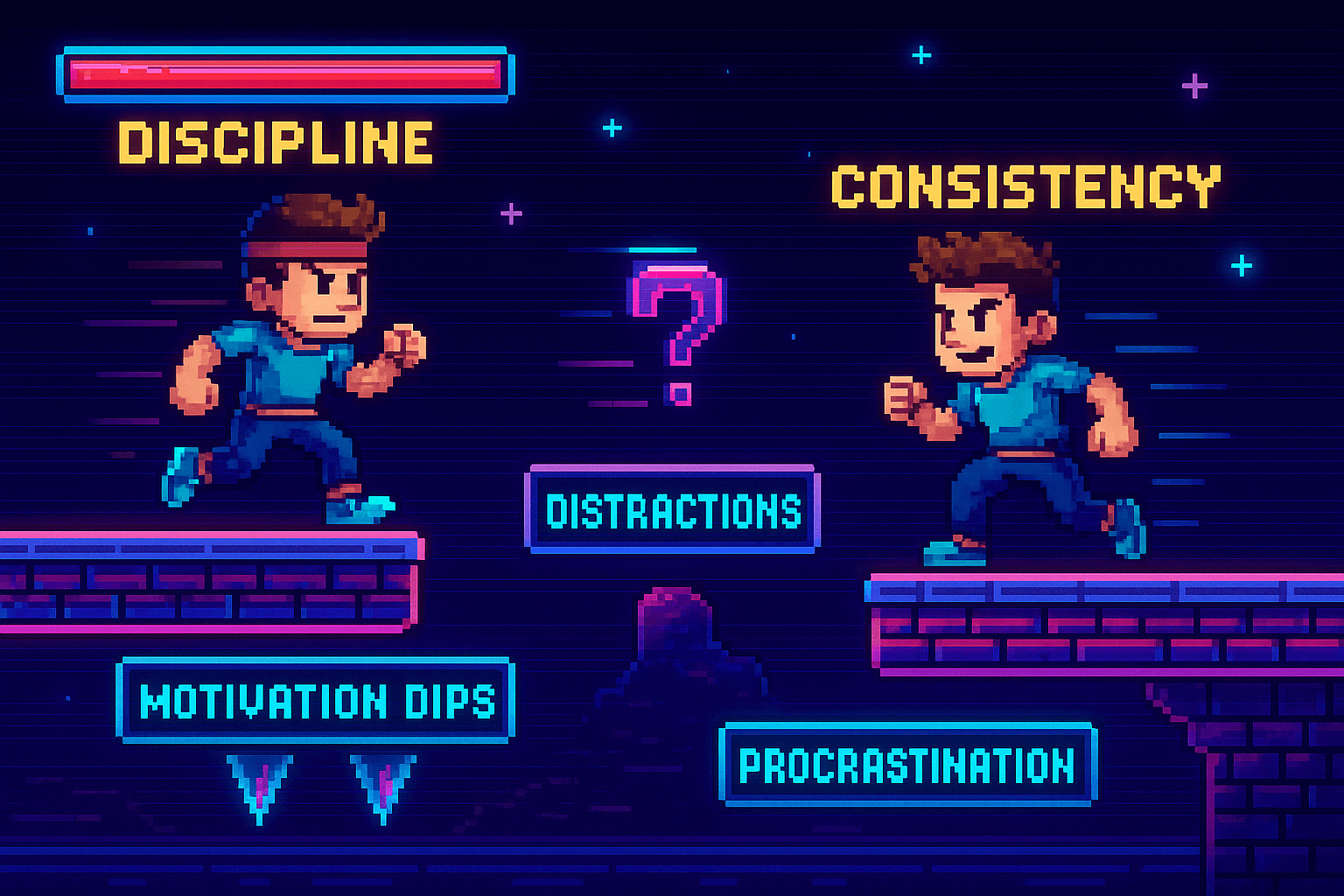 A person with consistent discipline achieving their own success