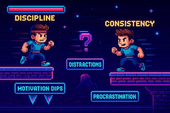 A person with consistent discipline achieving their own success