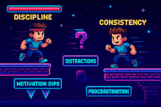 A person with consistent discipline achieving their own success