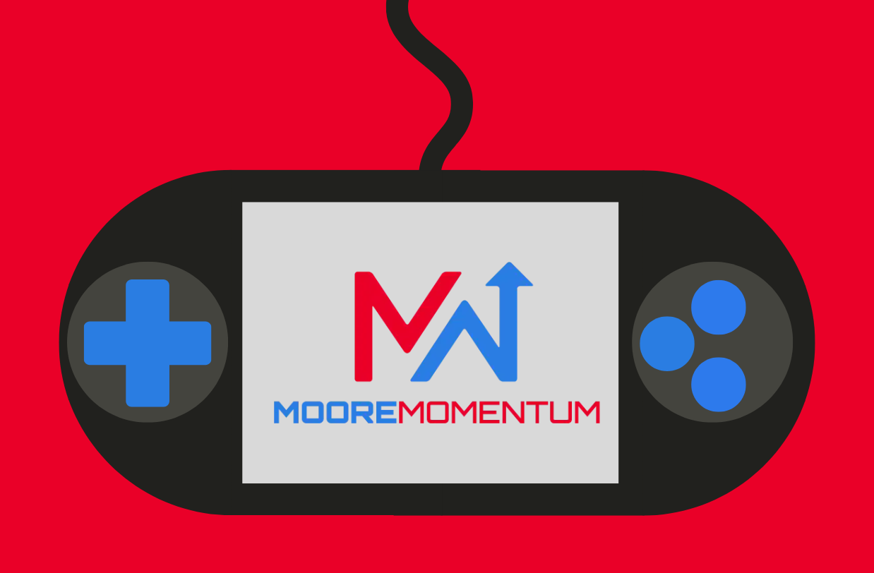 Game controller with Moore Momentum Logo