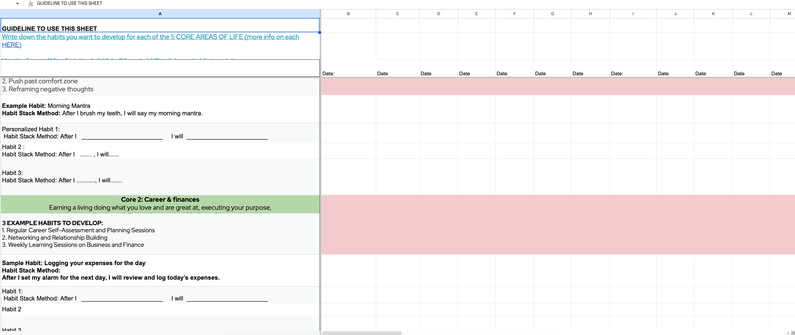 Habit Stacking Template