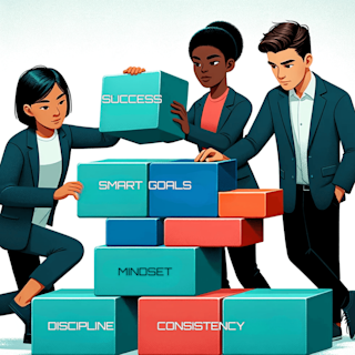 A person showing habits are building blocks of success