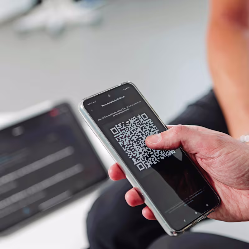 Close-up of the exopulse suit app for users.