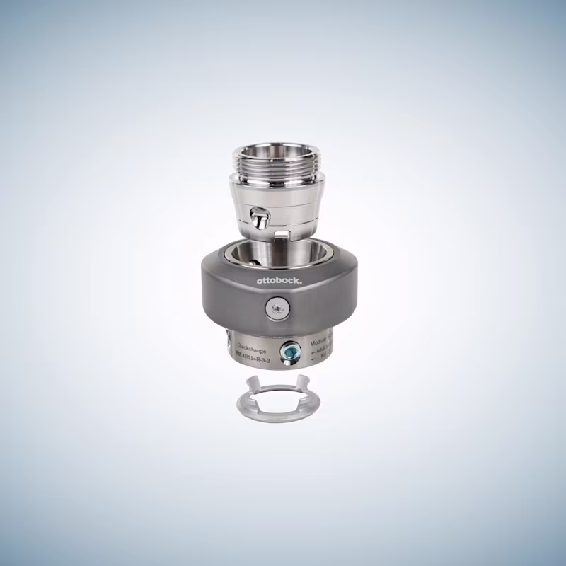 Ottobock Quickchange adapter for easily switching between different prosthetic components.