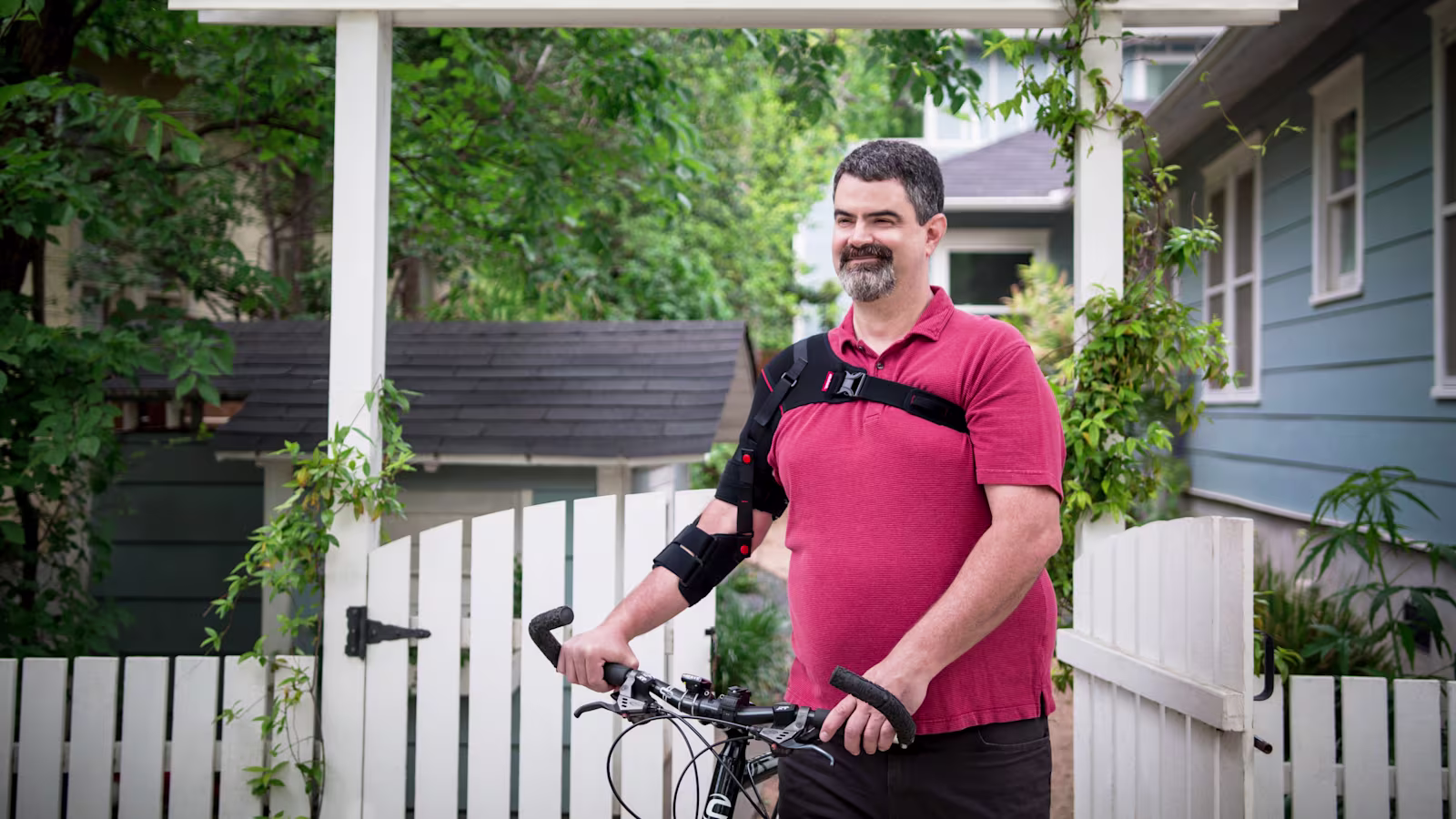 Patient recovering from Stroke with Omo Neurexa. Riding a bicycle.