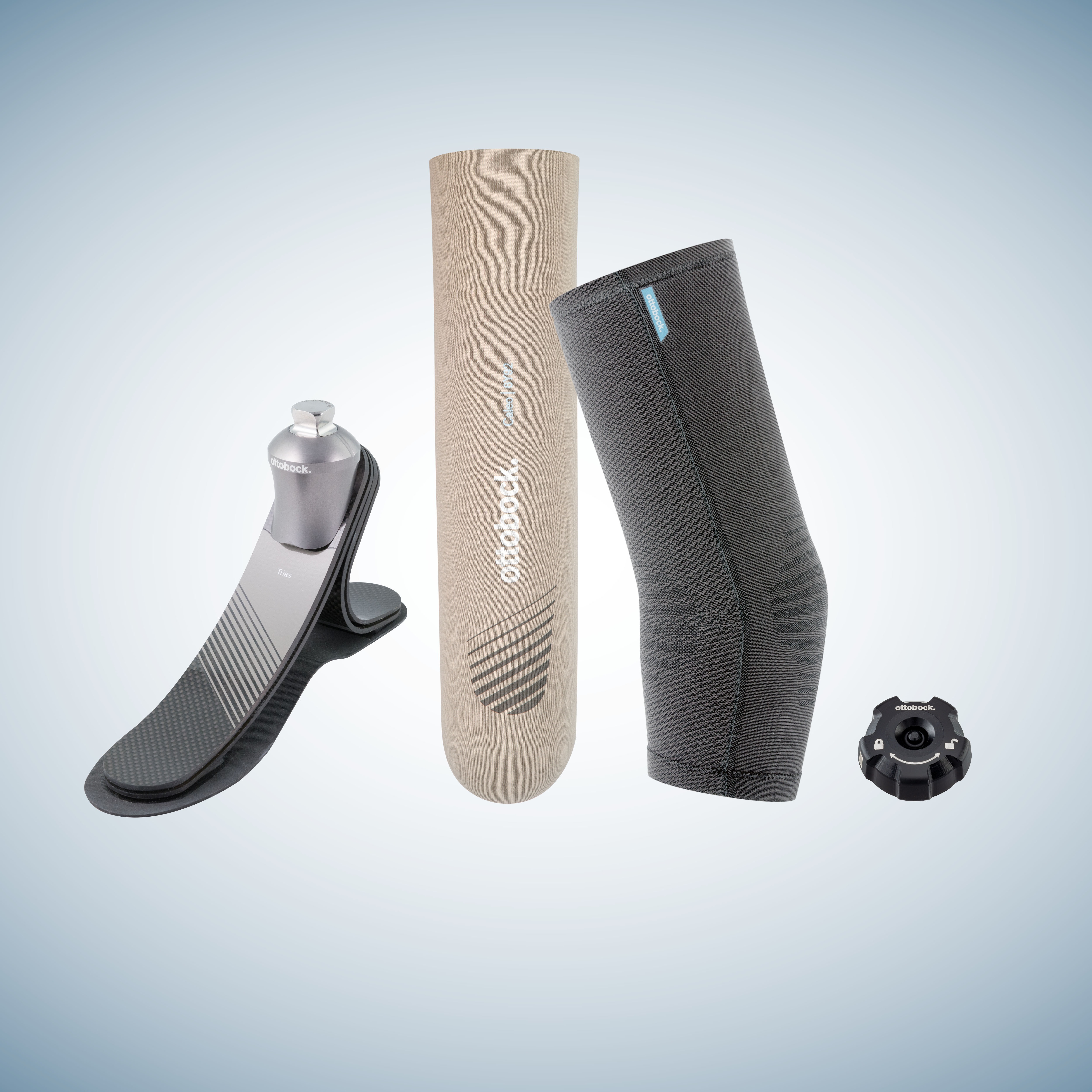 Trias prosthetic foot with Caleo liner and QuickValve suspension system.