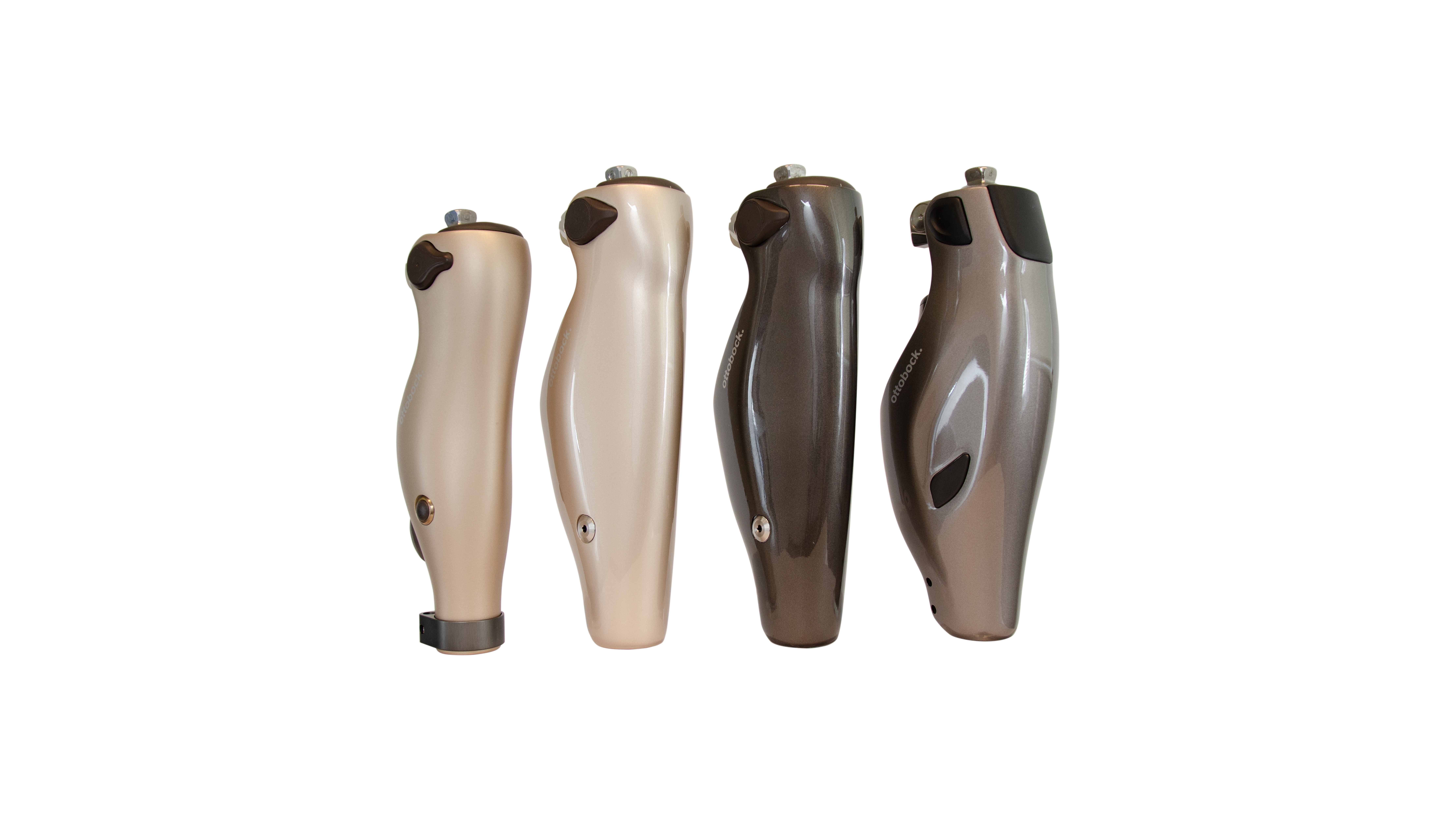Product pictures of Ottobock's Kenevo, C-Leg and Genium X4 on a white background. 