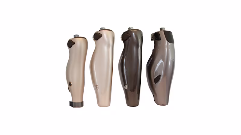 Product pictures of Ottobock's Kenevo, C-Leg and Genium X4 on a white background.