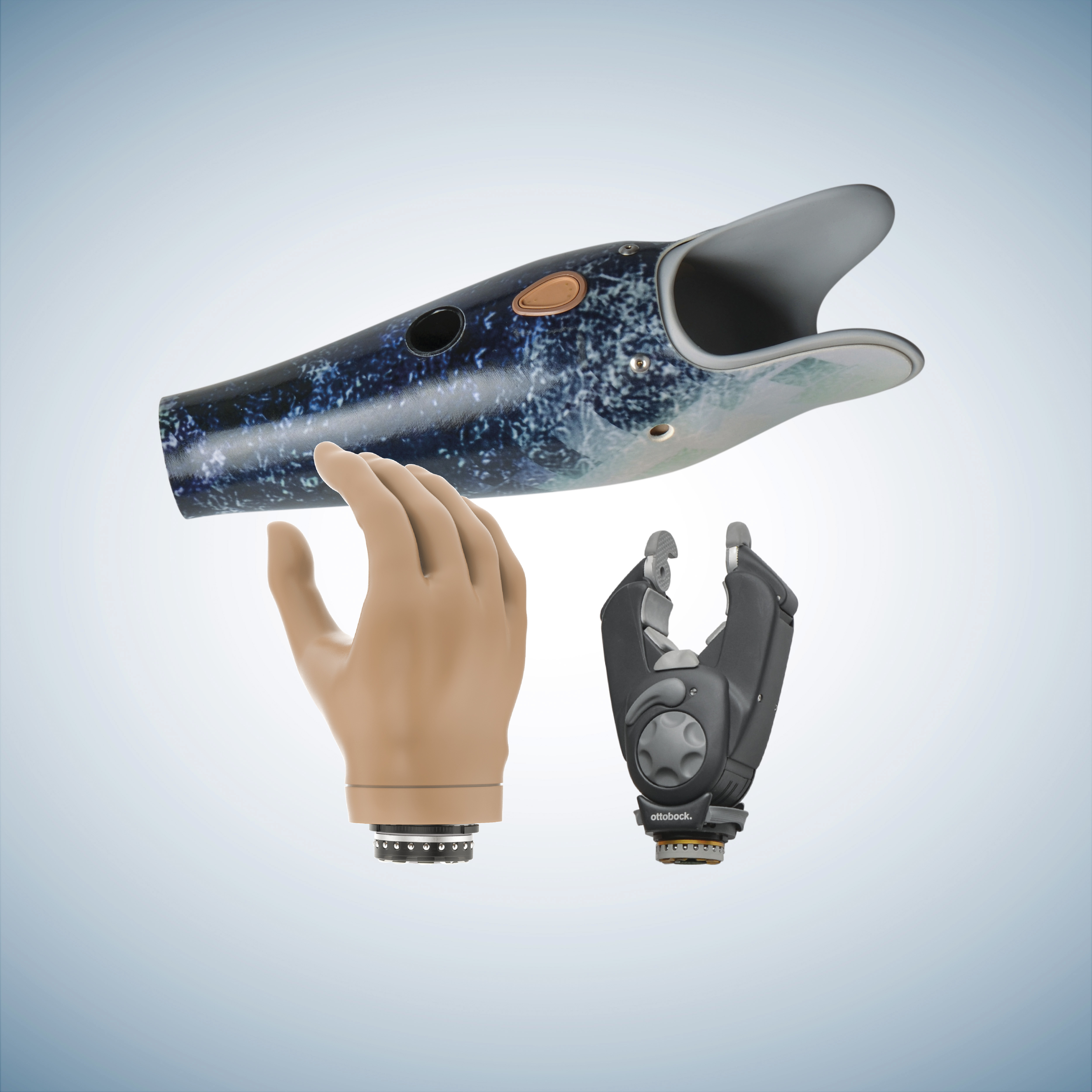Ottobock speedhand with Greifer prosthetic combination for powerful grip and versatile, controlled performance.