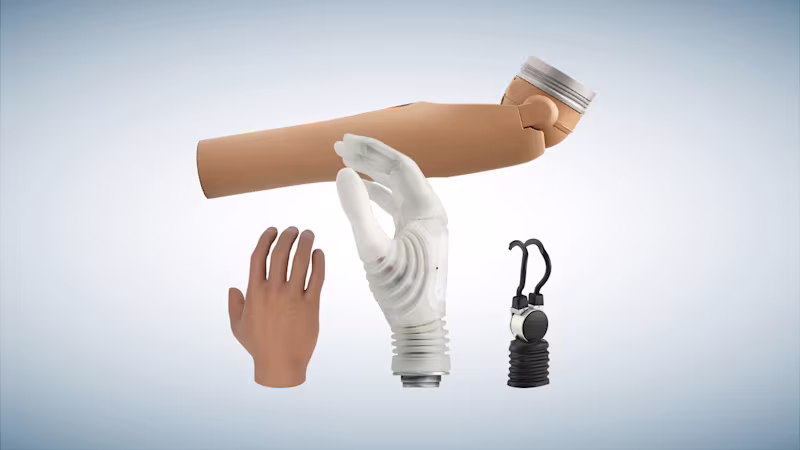 Ottobock AxonArm Ergo combined with Michelangelo Hand and AxonHook prosthetic components.