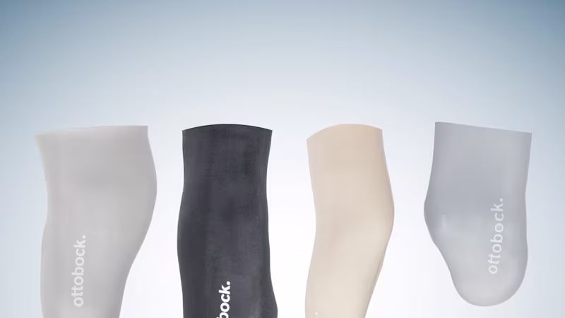 Ottobock Skeo liner providing comfort and secure fit for prosthetic sockets.