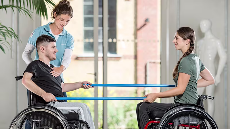 Wheelchair users at our Patient Care Center in Berlin