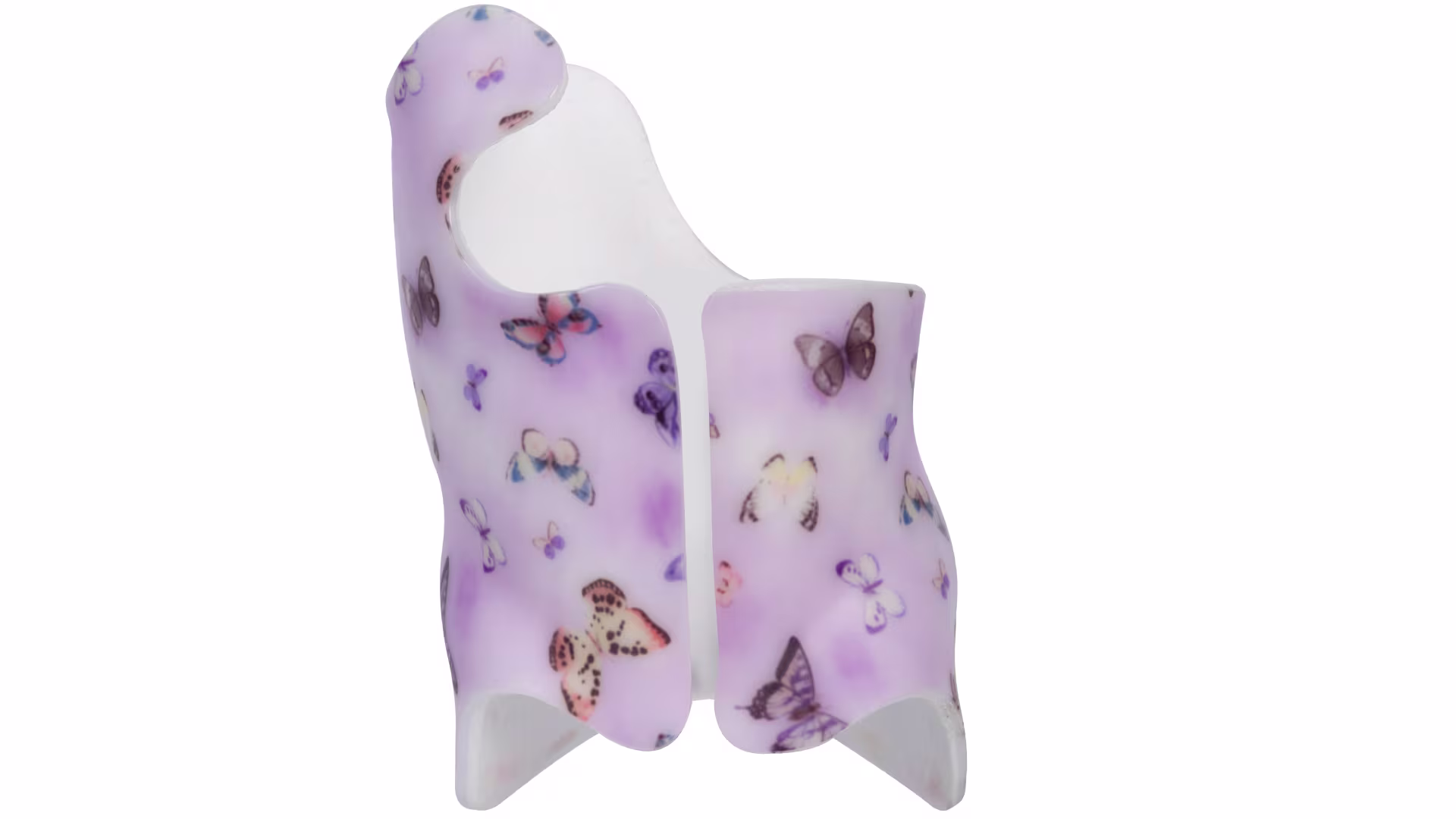 Purple orthopedic brace with butterfly design for personalized pediatric support.