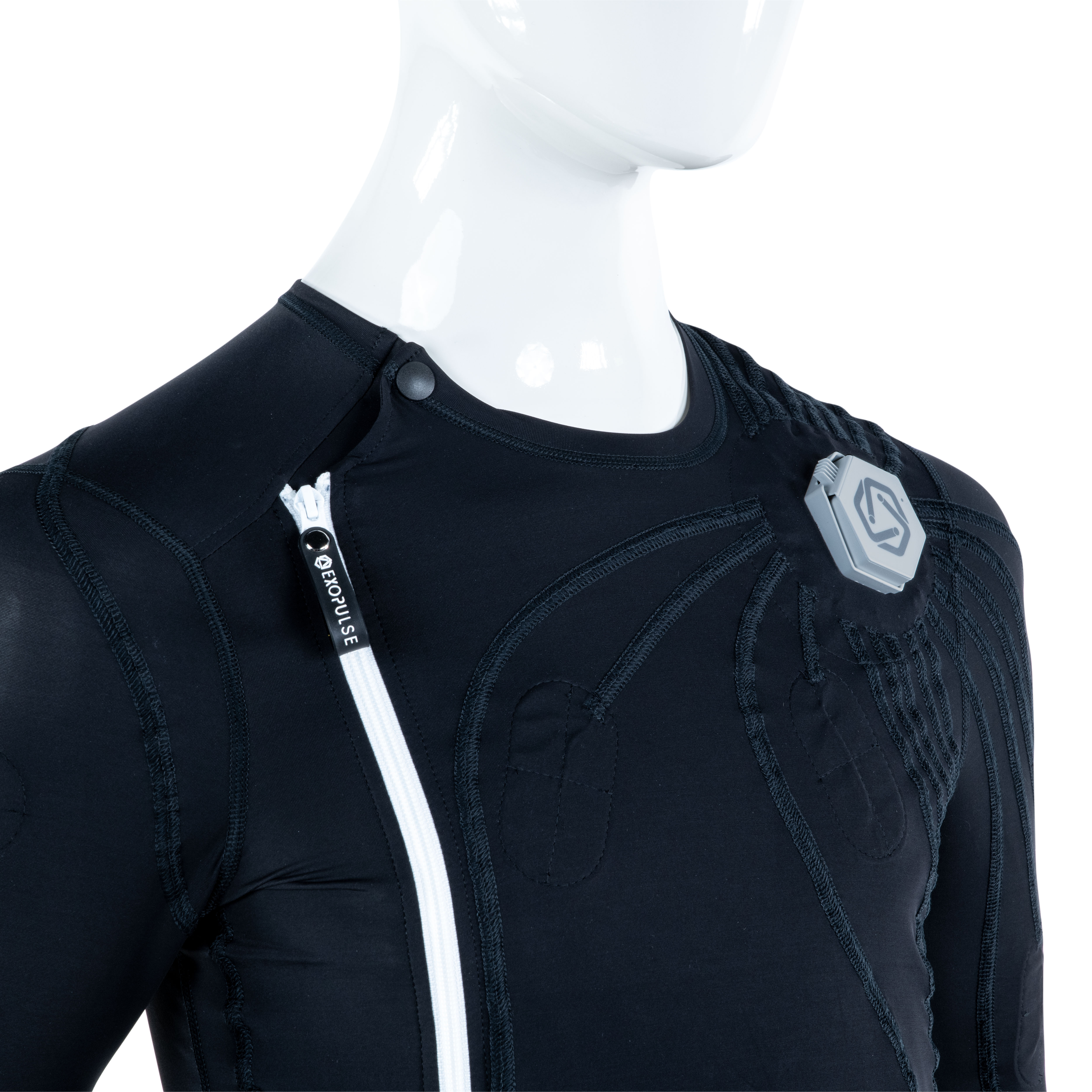 Close up image of Ottobock Exopulse Mollii Suit, focus on control unit